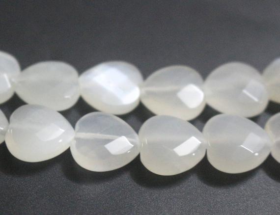 Natural Faceted White Moonstone Beads,natural White Moonstone Faceted Heart Shape Beads,15 Inches One Starand