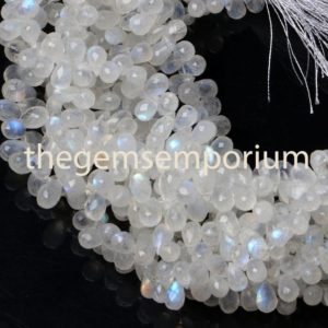 Shop Moonstone Bead Shapes! Rainbow Moonstone Drop Briolette, 4X6-5X8mm Rainbow Moonstone Faceted Drops beads, Moonstone briolette beads, Rainbow Moonstone beads | Natural genuine other-shape Moonstone beads for beading and jewelry making.  #jewelry #beads #beadedjewelry #diyjewelry #jewelrymaking #beadstore #beading #affiliate #ad