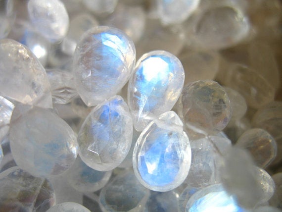 Rainbow Moonstone Pear Briolettes,  Luxe Aaa, 8.5-9 Mm, June Birthstone, Faceted Moonstone Brides Bridal Something Blue 89