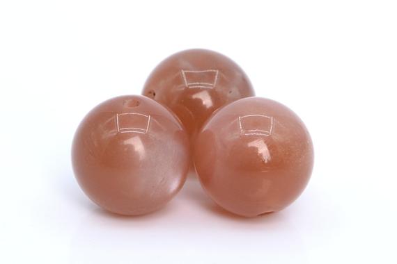 Genuine Natural Moonstone Gemstone Beads 10mm Deep Orange Round Aa Quality Loose Beads (104363)