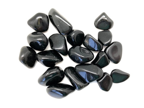 Black Obsidian Tumbled Stone - Tumbled Black Obsidian Crystal - Root Chakra Crystal - Grounding Tumbled Stone - Polished Black Obsidian