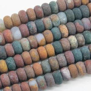 Shop Ocean Jasper Rondelle Beads! Genuine Natural Matte Multicolor Ocean Jasper Loose Beads Rondelle Shape 10x6MM | Natural genuine rondelle Ocean Jasper beads for beading and jewelry making.  #jewelry #beads #beadedjewelry #diyjewelry #jewelrymaking #beadstore #beading #affiliate #ad