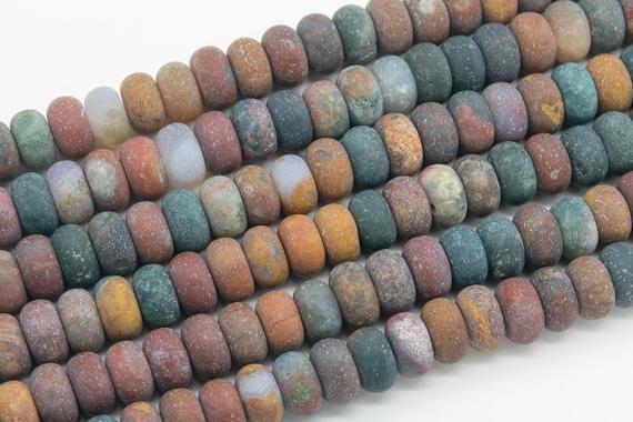 Genuine Natural Matte Multicolor Ocean Jasper Loose Beads Rondelle Shape 10x6mm