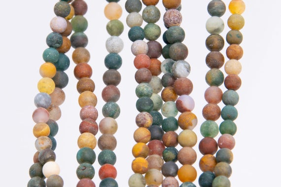Genuine Natural Matte Multicolor Ocean Jasper Loose Beads Round Shape 4mm