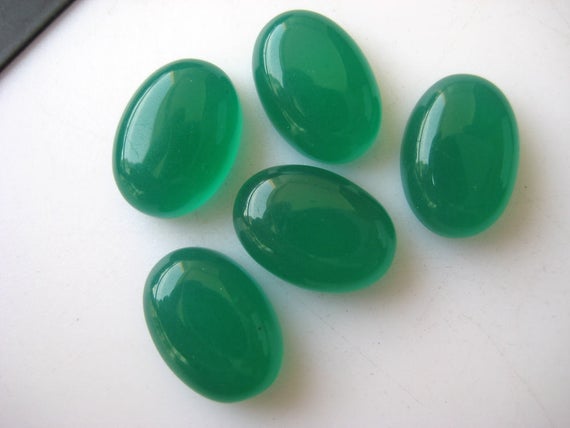 2 Pieces 18mm Green Onyx Round Shaped Faceted Flat Back Loose Cabochons, 18mm Round Loose Rose Cut Green Onyx Gemstone, Bb189