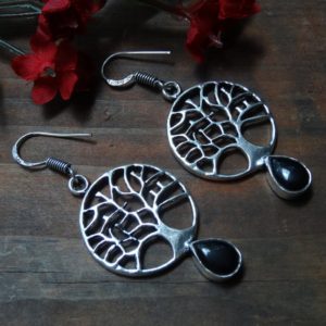Shop Onyx Earrings! Tree of Life Natural Sterling Silver Black Onyx Earrings – Natural Black Onyx  – Handmade Natural Stone Earrings – Black Onyx Earrings | Natural genuine Onyx earrings. Buy crystal jewelry, handmade handcrafted artisan jewelry for women.  Unique handmade gift ideas. #jewelry #beadedearrings #beadedjewelry #gift #shopping #handmadejewelry #fashion #style #product #earrings #affiliate #ad