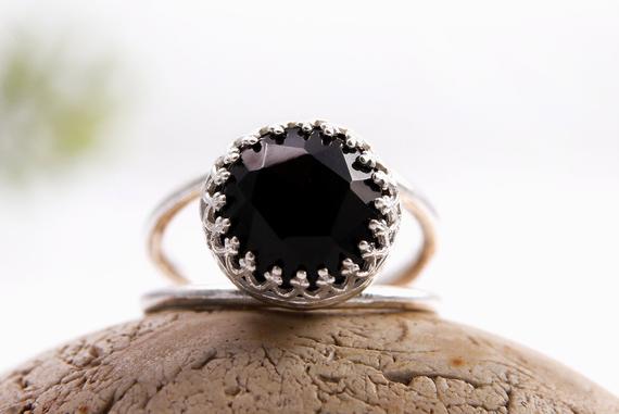 Black Onyx Ring · Sterling Silver Ring · Black Ring · Delicate Black Jewelry · Black And Silver · Gemstone Ring