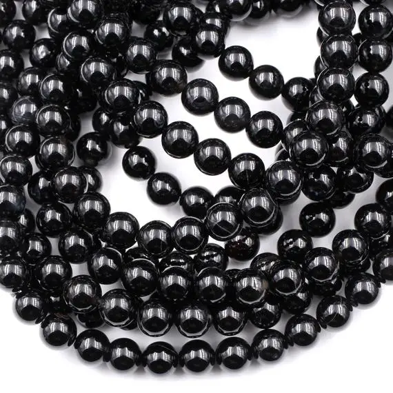 Aaa Grade Natural Black Onyx Round Beads 2mm 3mm 4mm 6mm 8mm 10mm 12mm High Quality Natural Black Gemstones 15.5" Strand