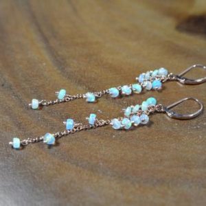 Shop Opal Earrings! Ethiopian Welo Opal Earrings in 14k Rose Gold, 14k Gold, Sterling Silver // Opal Cluster Earrings // October Birthday, 14th Anniversary Gift | Natural genuine Opal earrings. Buy crystal jewelry, handmade handcrafted artisan jewelry for women.  Unique handmade gift ideas. #jewelry #beadedearrings #beadedjewelry #gift #shopping #handmadejewelry #fashion #style #product #earrings #affiliate #ad