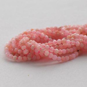Shop Opal Faceted Beads! 2mm Pink Peruvian Opal Gemstone FACETED Round Beads – 15" strand | Natural genuine faceted Opal beads for beading and jewelry making.  #jewelry #beads #beadedjewelry #diyjewelry #jewelrymaking #beadstore #beading #affiliate #ad