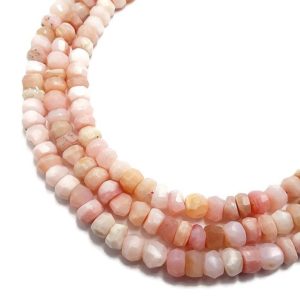 Shop Opal Beads! Pink Opal Irregular Faceted Rondelle Beads Approx 3x7mm – 5x7mm 15.5" Strand | Natural genuine beads Opal beads for beading and jewelry making.  #jewelry #beads #beadedjewelry #diyjewelry #jewelrymaking #beadstore #beading #affiliate #ad