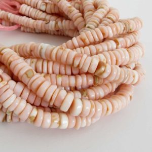 7mm Peruvian Opal Heish Beads, Pink Peruvian Opal Beads, Full Strand, Natural Gemstone, Opa210 | Natural genuine other-shape Opal beads for beading and jewelry making.  #jewelry #beads #beadedjewelry #diyjewelry #jewelrymaking #beadstore #beading #affiliate #ad