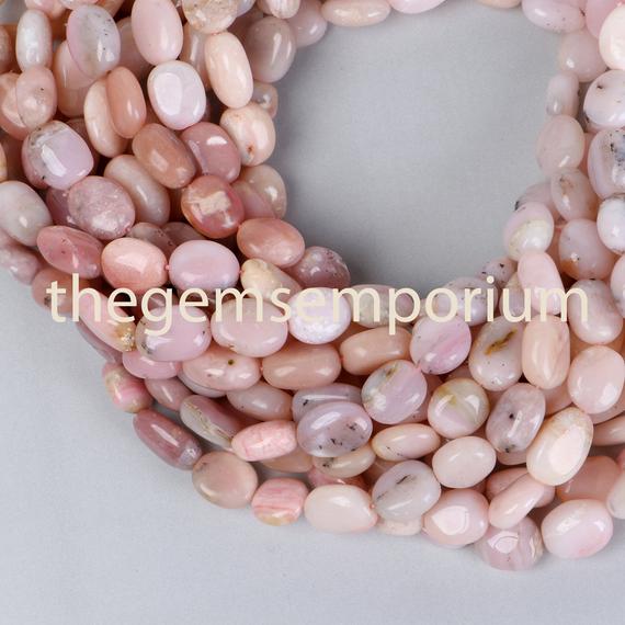 Pink Opal Plain Smooth Oval Beads, Gemstone Beads, 7.5x10-7.75x12mm  Pink Opal  Beads,pink Opal Plain Smooth Gemstone Beads