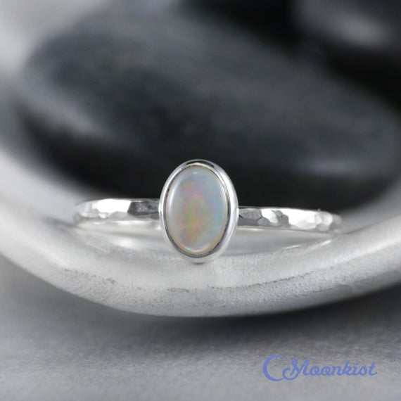 Delicate Oval Pearl Promise Ring, Sterling Silver Mother Of Pearl Ring, Pearl Ring Silver | Moonkist Designs