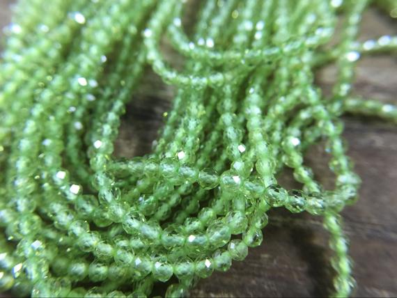 3mm Faceted Green Peridot Beads Natural Micro Faceted Round Peridot Beads Green Gemstone Crystal Beads Jewelry Beads 15.5" Full Strand
