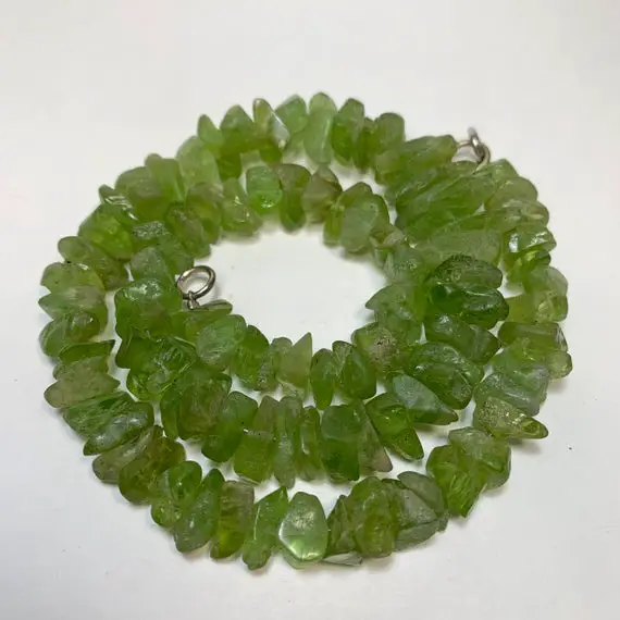 17" Peridot Necklace - Raw Crystals - Gem Stones - Natural Stone Chips - Jewelry Gift - Healing Crystal - Meditation Stone - From Pakistan