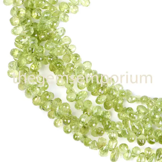 Peridot Faceted Briolette Drop Shape Beads, 3x5-3.5x7mm Peridot Faceted Beads, Peridot , Peridot Beads