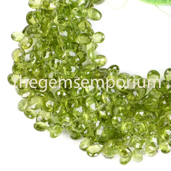 Peridot Faceted Briolette, 6x9-7x10mm Peridot Pears Shape Beads, Peridot Faceted Beads, Peridot , Peridot Beads