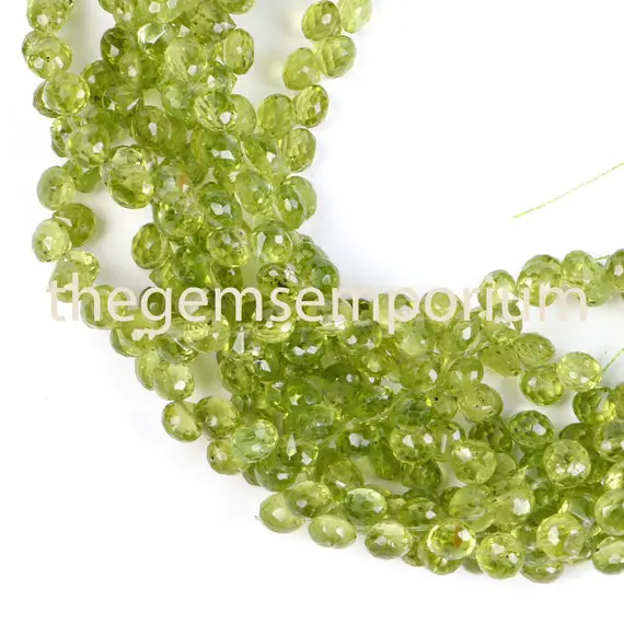 Peridot Faceted Briolette, Onion Shape Beads, 5-6mm, Peridot Faceted Beads, Peridot , Peridot Beads