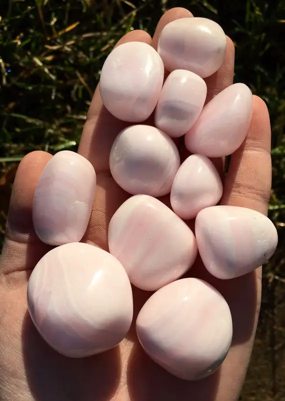 Mangano Calcite Tumbled Stone - Tumbled Mangano Calcite Crystal - Multiple Sizes Available -  Fluorescent Mineral - Pink Calcite Crystal