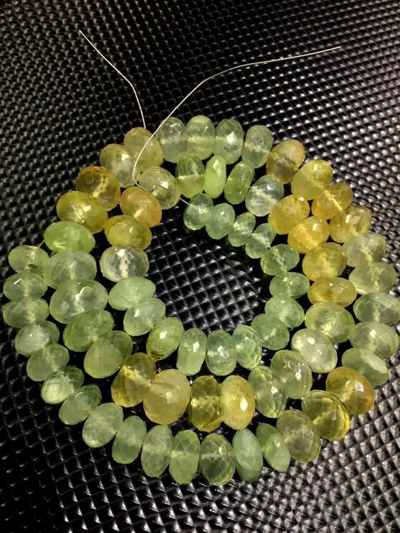 Natural Prehnite Faceted Rondelle Beads 9-11.mm Prehnite Gemstone Beads 18" Strand
