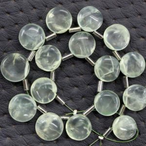Shop Prehnite Bead Shapes! Good Quality 1 Strand Natural Prehnite Smooth Coin Shape Beads Size 10-12 MM Prehnite Gemstone, 16 Pieces Coin Shape Prehnite Making Jewelry | Natural genuine other-shape Prehnite beads for beading and jewelry making.  #jewelry #beads #beadedjewelry #diyjewelry #jewelrymaking #beadstore #beading #affiliate #ad