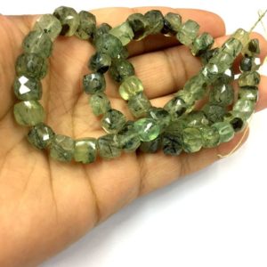 Shop Prehnite Bead Shapes! Natural Faceted Prehnite Cube Shape Beads 8mm Prehnite Gemstone Beads 16" Strand Jewelry Making Beads | Natural genuine other-shape Prehnite beads for beading and jewelry making.  #jewelry #beads #beadedjewelry #diyjewelry #jewelrymaking #beadstore #beading #affiliate #ad
