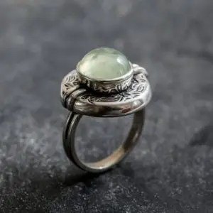 Shop Prehnite Rings! Prehnite Ring, Natural Prehnite, Tribal Ring, Green Ring, May Birthstone, Vintage Ring, May Ring, Green Prehnite, Silver Ring, Prehnite | Natural genuine Prehnite rings, simple unique handcrafted gemstone rings. #rings #jewelry #shopping #gift #handmade #fashion #style #affiliate #ad