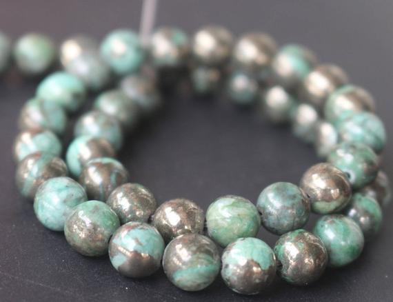 Green Iron Pyrite Smooth Round Beads,4mm/6mm/8mm/10mm/12mm Beads Supply,15 Inches One Starand