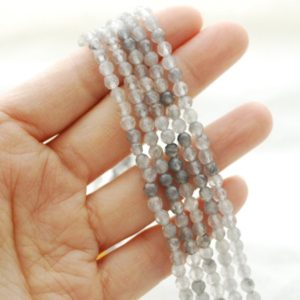 Shop Quartz Crystal Faceted Beads! High Quality Grade A Natural Grey Quartz Semi-Precious Gemstone FACETED Round Beads – 4mm – 15" strand | Natural genuine faceted Quartz beads for beading and jewelry making.  #jewelry #beads #beadedjewelry #diyjewelry #jewelrymaking #beadstore #beading #affiliate #ad
