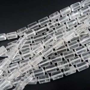 Natural Rock Crystal Quartz Beads Faceted Tube Cut 14mm Nugget Pristine White Beads 15.5" Strand | Natural genuine other-shape Quartz beads for beading and jewelry making.  #jewelry #beads #beadedjewelry #diyjewelry #jewelrymaking #beadstore #beading #affiliate #ad