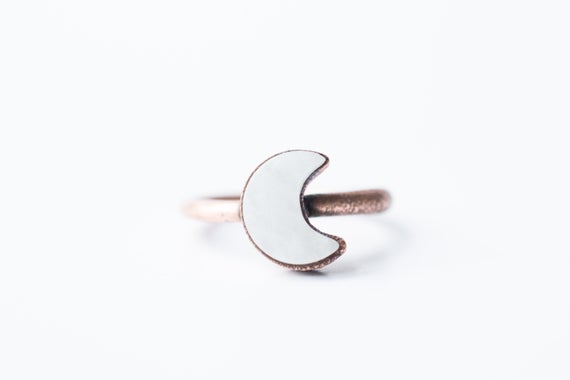 White Quartz Ring | Simple Stone Stacking Ring | Electroformed Mineral Jewelry | Organic Stone Jewelry | Moon Ring