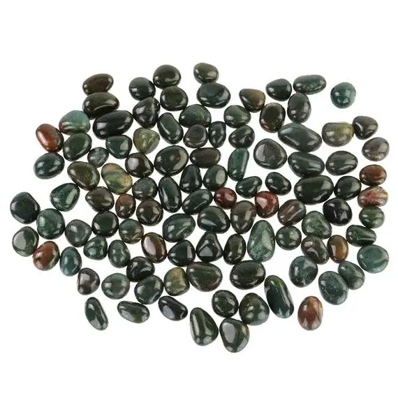 Real Polished Bloodstone .5-1" Green Tumbled Stones