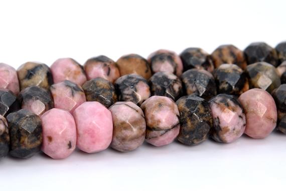 Rhodonite Beads Grade Aaa Genuine Natural Gemstone Faceted Rondelle Loose Beads 6mm 8mm Bulk Lot Options