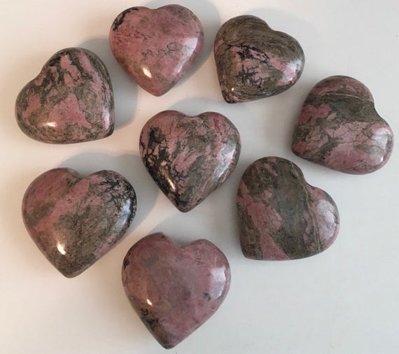 Rhodonite Gemstone Puffy Heart, 50mm Heart,  Healing Stone From Brazil, Healing Crystal,chakra Stone, Spiritual Stone