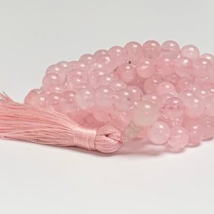 rose quartz heart mala necklace wedding jewelry gifts bridal shower gifts mother of the bride gifts marriage proposal ideas 6 mm 8 mm 10 mm | Natural genuine Gemstone necklaces. Buy handcrafted artisan wedding jewelry.  Unique handmade bridal jewelry gift ideas. #jewelry #beadednecklaces #gift #crystaljewelry #shopping #handmadejewelry #wedding #bridal #necklaces #affiliate #ad