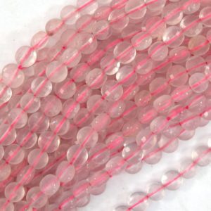 6mm natural faceted rose quartz coin beads 15" strand | Natural genuine other-shape Gemstone beads for beading and jewelry making.  #jewelry #beads #beadedjewelry #diyjewelry #jewelrymaking #beadstore #beading #affiliate #ad
