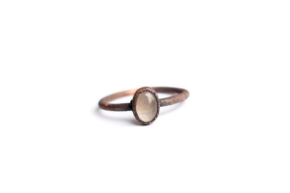 Sale Rose Quartz Ring | Simple Stone Stacking Ring | Pale Rose Quartz Stacking Ring | Raw Mineral Jewelry | Organic Stone  | Stacking Ring