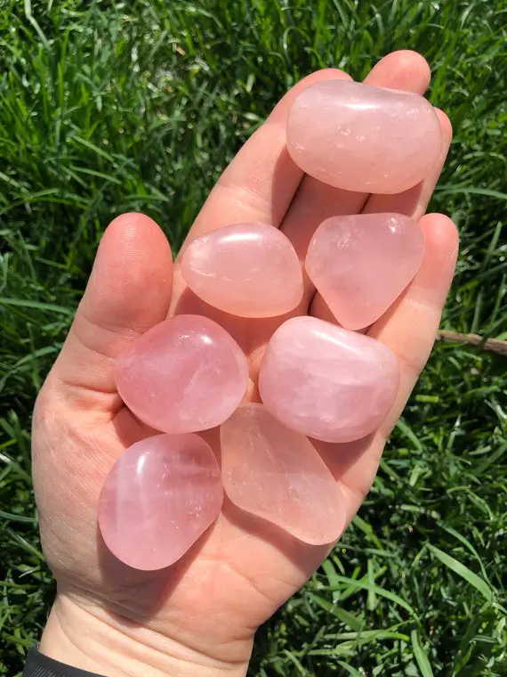 Rose Quartz Tumbled Crystal - Multiple Sizes Available - Tumbled Rose Quartz  - Polished Pink Rose Quartz Gemstone - Pink Quartz Crystal
