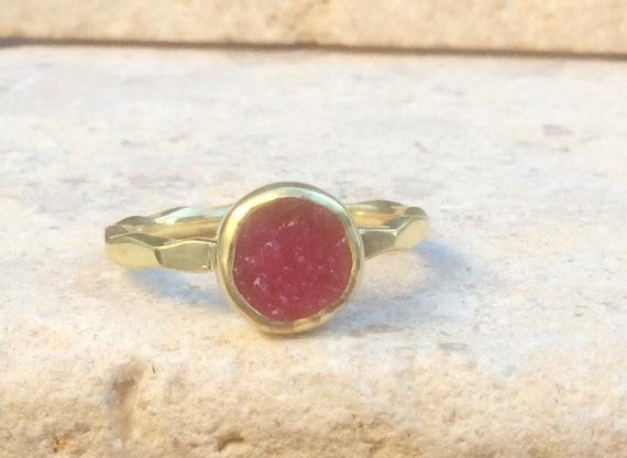 Raw Ruby Gold Vermeil Ring, July Birthstone Ring, Gift For Girlfriend Or Sister