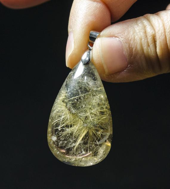 Golden Rutilated Quartz Pendant/inclusion Crystal/golden Rutile Charm/rutilated Quartz Pendant/crystal Pendant/gift For Her/jewelry#2325