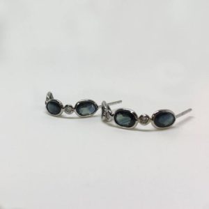 Shop Sapphire Earrings! 14K White Gold Natural Sapphire (3.50 ct) Diamond Earrings, Appraised 1,203 USD | Natural genuine Sapphire earrings. Buy crystal jewelry, handmade handcrafted artisan jewelry for women.  Unique handmade gift ideas. #jewelry #beadedearrings #beadedjewelry #gift #shopping #handmadejewelry #fashion #style #product #earrings #affiliate #ad