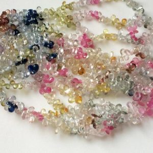 Shop Sapphire Bead Shapes! 4x6mm – 5x7mm Multi Sapphire Faceted Pear Beads, Natural Sapphire Pear Beads, 18 Pcs Precious Sapphire For Necklace – APA37 | Natural genuine other-shape Sapphire beads for beading and jewelry making.  #jewelry #beads #beadedjewelry #diyjewelry #jewelrymaking #beadstore #beading #affiliate #ad