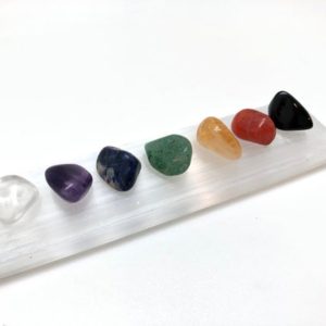 Selenite Plate & Chakra Set – Selenite Crystals – Selenite Slab – Healing Crystals and Stones – Tumbled Chakra Crystal Set – Starter Kit | Natural genuine stones & crystals in various shapes & sizes. Buy raw cut, tumbled, or polished gemstones for making jewelry or crystal healing energy vibration raising reiki stones. #crystals #gemstones #crystalhealing #crystalsandgemstones #energyhealing #affiliate #ad