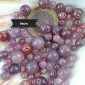 Perles de RUBIS 4 5 8 & 10mm Grade AA, Lot de Véritable Pierre Naturelle Semi Précieuse en Perle Ronde de Birmanie | Natural genuine round Ruby beads for beading and jewelry making.  #jewelry #beads #beadedjewelry #diyjewelry #jewelrymaking #beadstore #beading #affiliate #ad