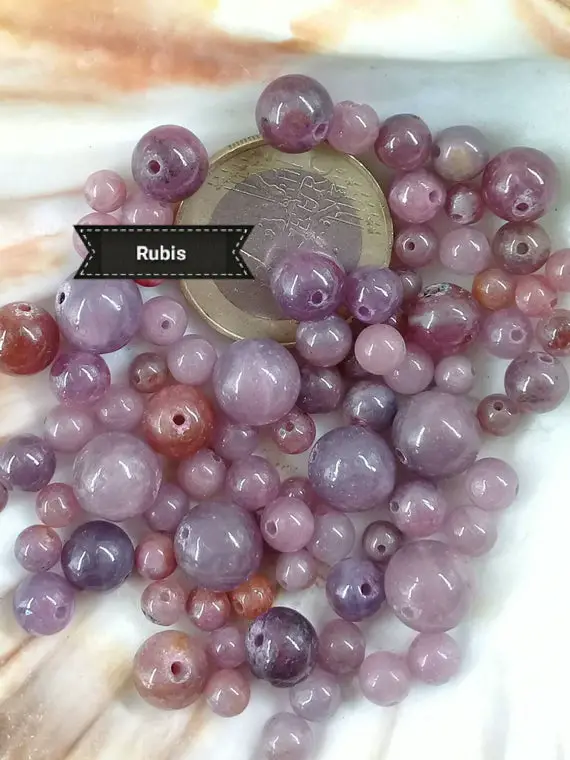 Perles De Rubis 4 5 8 & 10mm Grade Aa, Lot De Véritable Pierre Naturelle Semi Précieuse En Perle Ronde De Birmanie