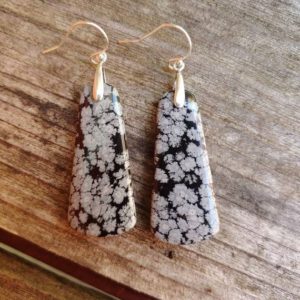 Snowflake obsidian earrings. Available in sterling silver only | Natural genuine Snowflake Obsidian earrings. Buy crystal jewelry, handmade handcrafted artisan jewelry for women.  Unique handmade gift ideas. #jewelry #beadedearrings #beadedjewelry #gift #shopping #handmadejewelry #fashion #style #product #earrings #affiliate #ad