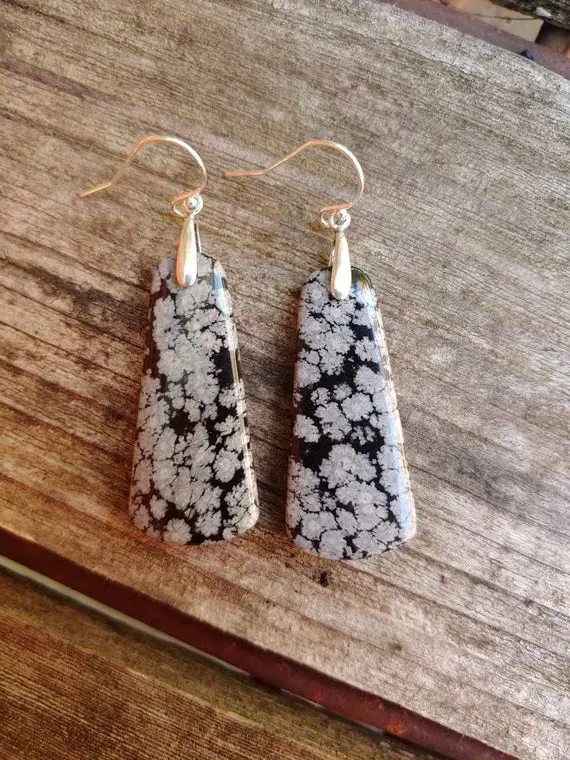 Snowflake Obsidian Earrings. Available In Sterling Silver Only