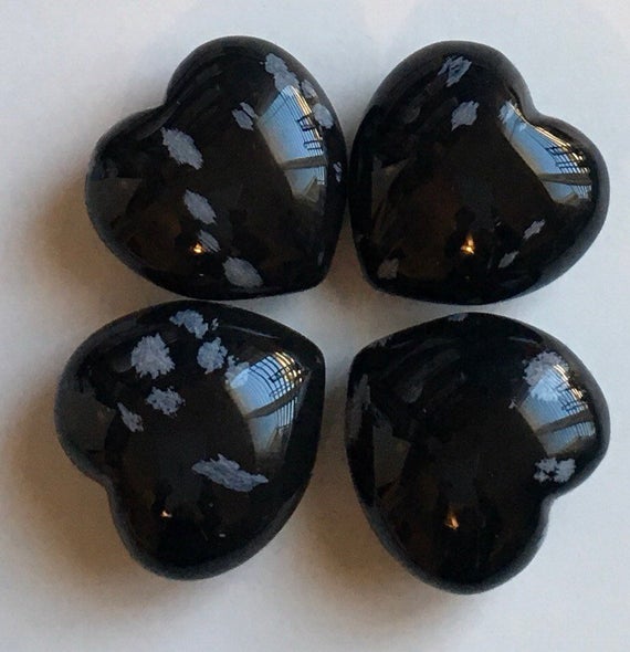Snowflake Obsidian Gemstone Puffy Heart, 45mm, Purity Stone, Healing Stone, Healing Crystal, Healing Stone, Gemstone Stone, Spiritual Stone