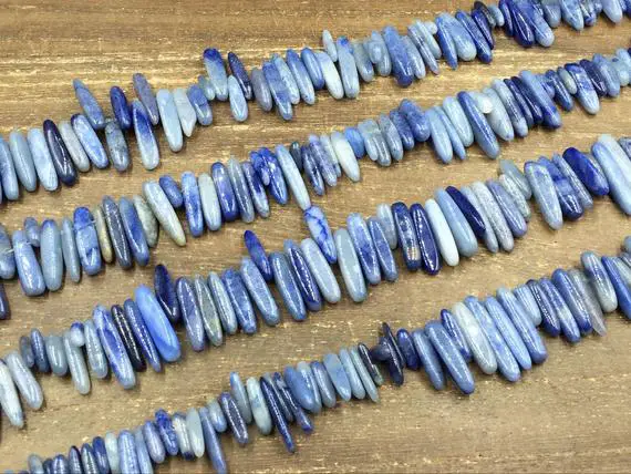 Natural Sodalite Chip Beads Tiny Sodalite Stick Spike Beads Polished Blue Gemstone Shard Beads Beading Supplies 10-25mm 15.5" Full Strand